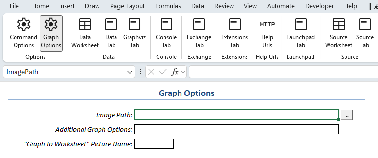 Screenshot of the Graph Options section of the settings worksheet.