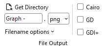 Data ribbon tab showing the Get Directory button used to choose an output folder.