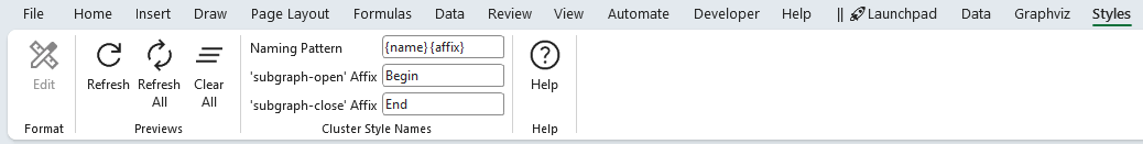 Screenprint of Styles ribbon tab on Windows.