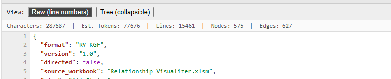 Screen capture of the Knowledge Graph viewer token estimate.
